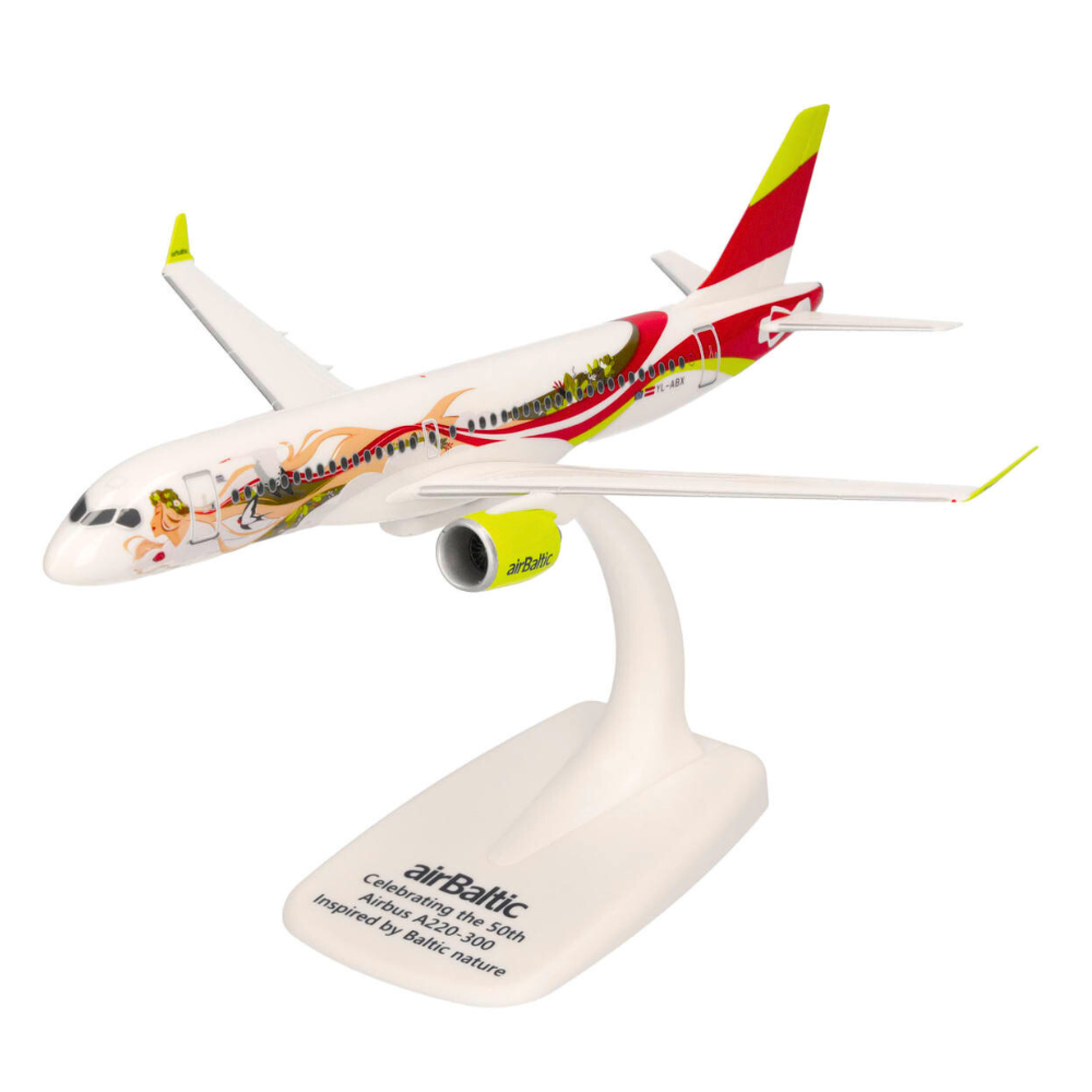 Herpa Snap-Fit Flugzeugmodell Air Baltic Airbus A220-300 "50th A220" (1:200)